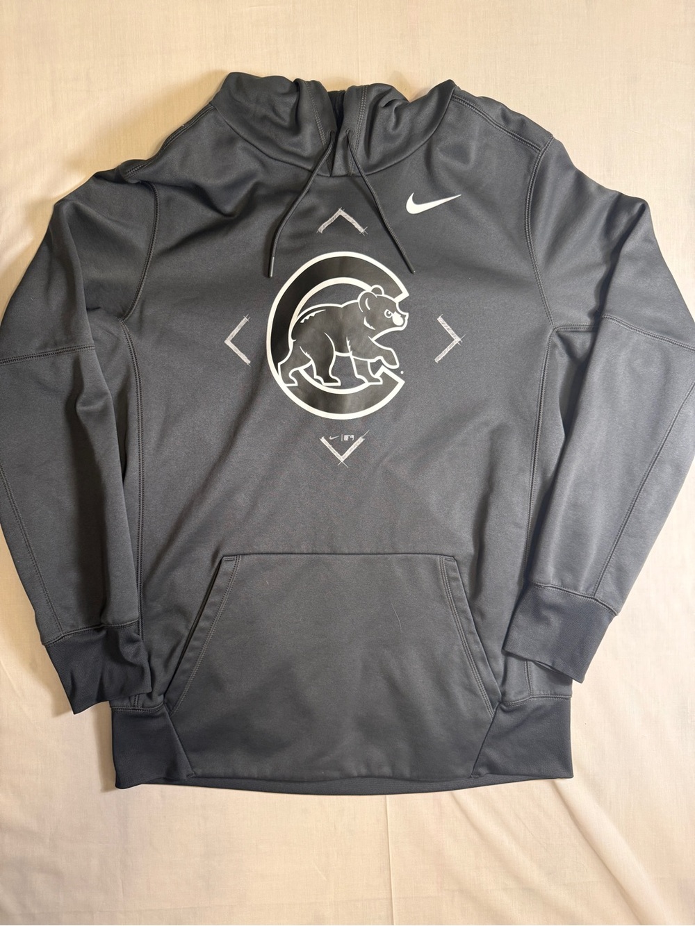 Nike Chicago Cubs MLB Baseball Diamond Hoodie Sweatshirt Mens Large Anthracite